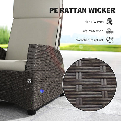 5 PCs Rattan Garden Furniture Set with Reclining Chairs, Brown