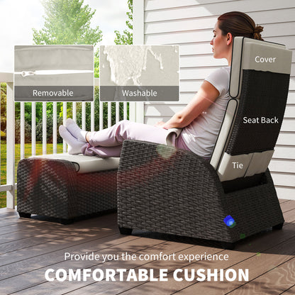 5 PCs Rattan Garden Furniture Set with Reclining Chairs, Brown