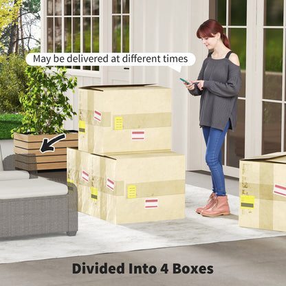 5 PCs Rattan Garden Furniture Set with Reclining Chairs, Brown