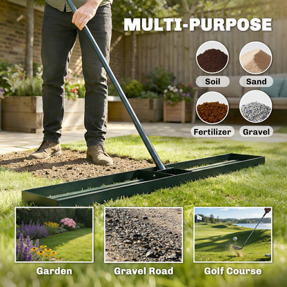 113 x 26 cm Lawn Levelling Rake with 169 cm Handle