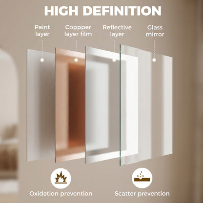 Decorative Rectangular Wall Mirror, 70 x 50 cm Wall-Mounted Bathroom Mirror for Living Room, Bedroom, Hallway, White