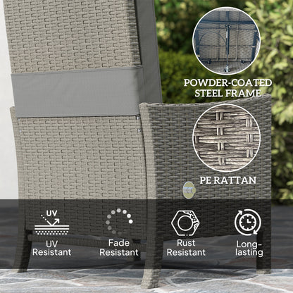 5 PCS Rattan Garden Furniture Set w/ Cushions, Dark Grey