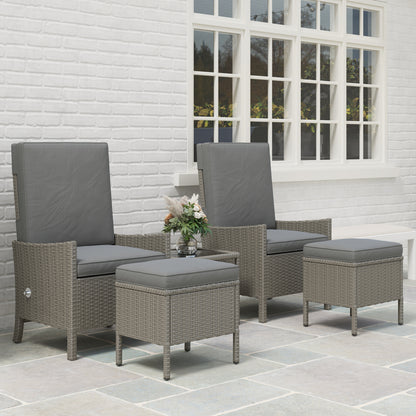 5 PCS Rattan Garden Furniture Set w/ Cushions, Dark Grey