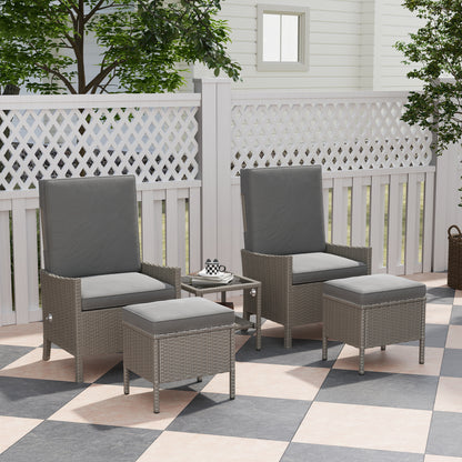 5 PCS Rattan Garden Furniture Set w/ Cushions, Dark Grey