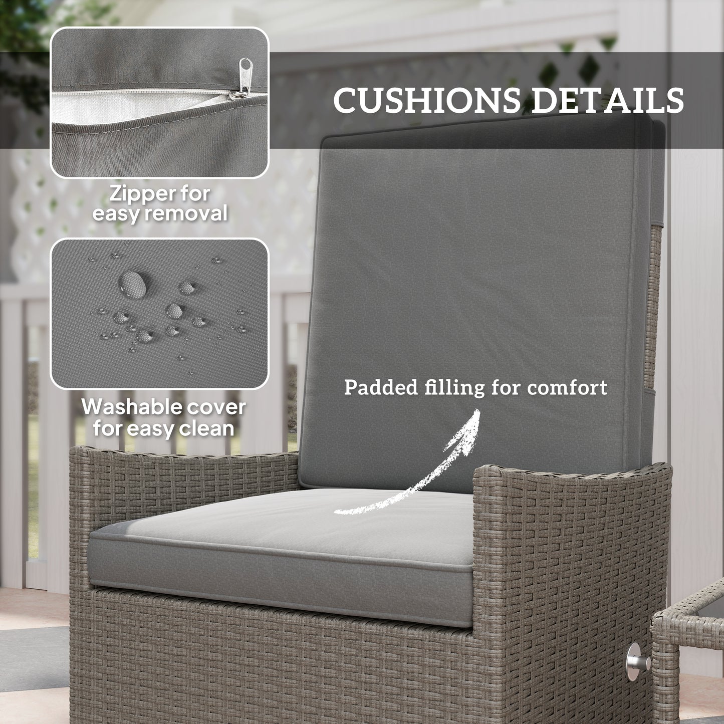 5 PCS Rattan Garden Furniture Set w/ Cushions, Dark Grey