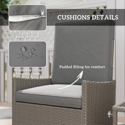 5 PCS Rattan Garden Furniture Set w/ Cushions, Dark Grey