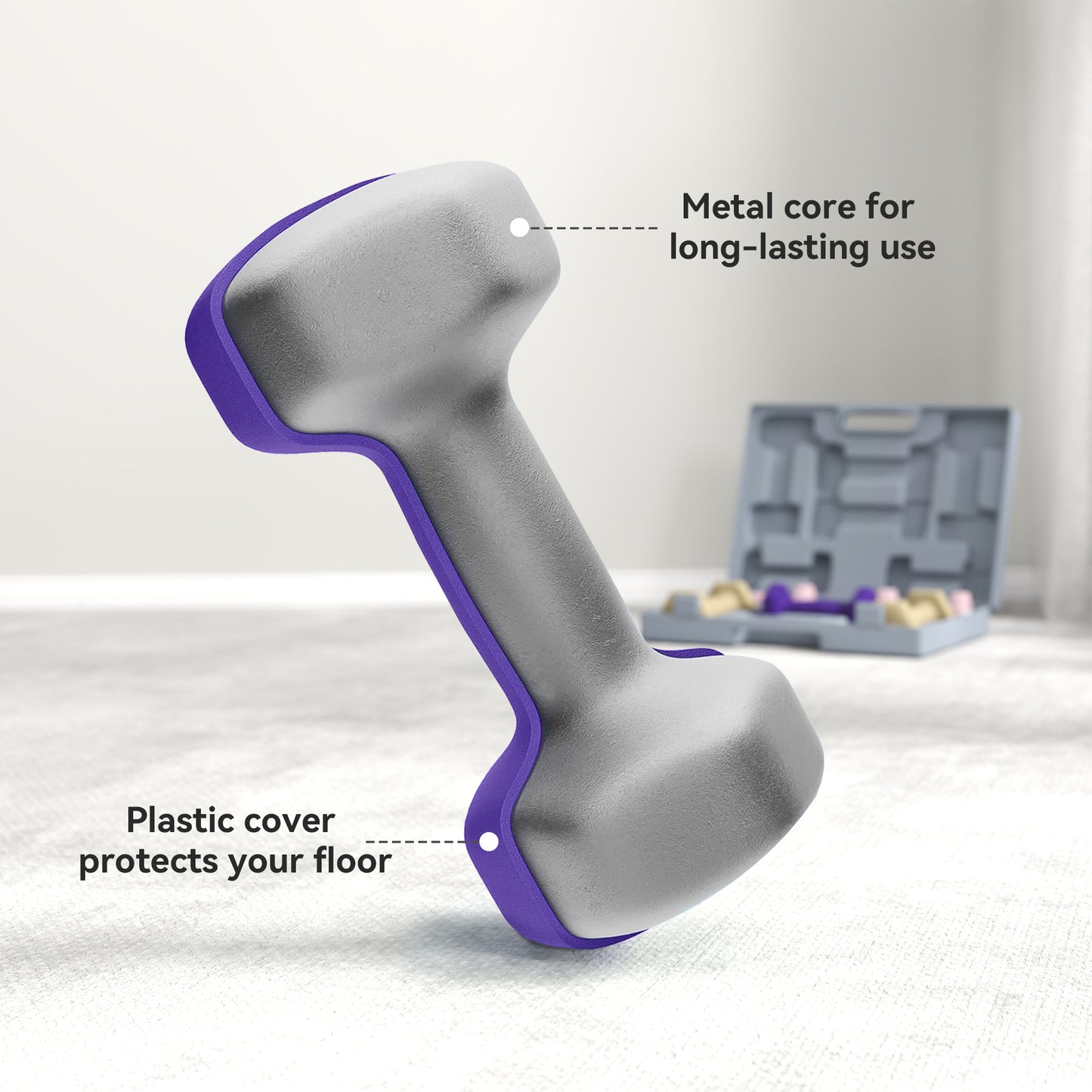 12kg Hex Dumbbells Set with Carry Case, 2 x 1kg, 2 x 2kg, 2 x 3kg