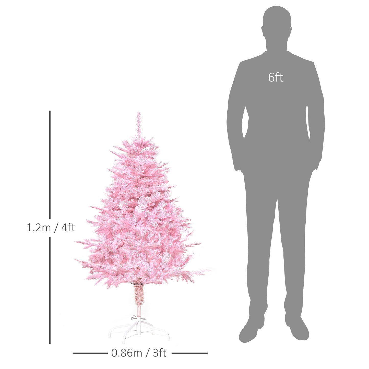 4FT Artificial Christmas Tree w/ Automatic Open for Home Party Pink