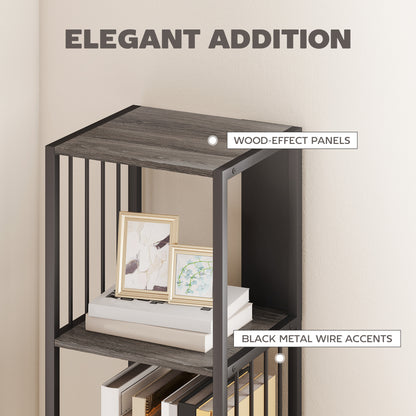 5-Tier Bookshelf, Freestanding Display Storage Unit, Grey