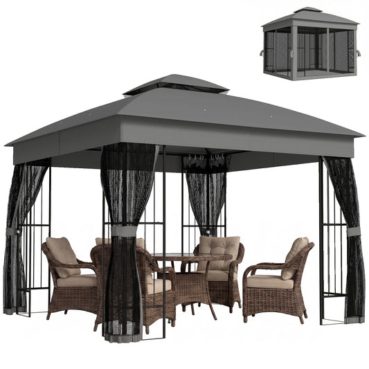 3 x 3 m Garden Gazebo with Shelves, UPF50+ Permanent Gazebo