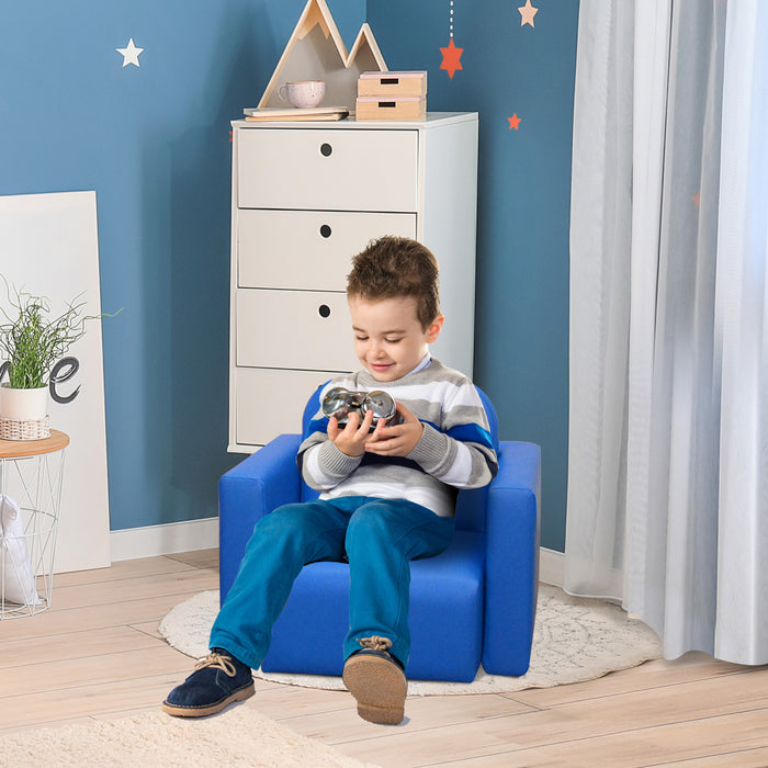 2 In 1 Toddler Sofa Chair, 48 x 44 x 41 cm, for Game Relax Playroom, Blue