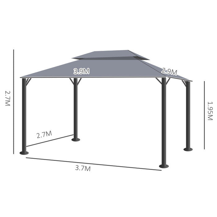 3x4m 2-Tier Gazebo Aluminium Garden Marquee Party Tent Dark Grey