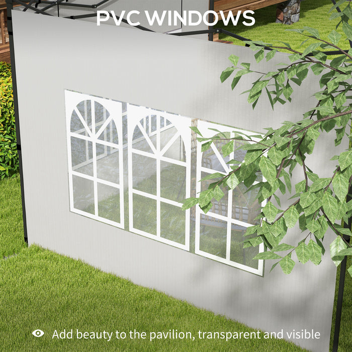 Gazebo Side Panels, Sides Replacement with Window for 3x3(m) or 3x6m Gazebo Canopy, 2 Pack, White