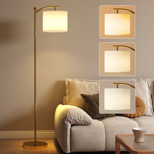 LED Floor Lamp, Stepless Dimmable Reading Standing Lamp with Magnetic Remote Control and 11 Colours Temperature & 11 Brightness Levels, 60 Min Timer for Living Room, Bedroom, Office, Gold Tone