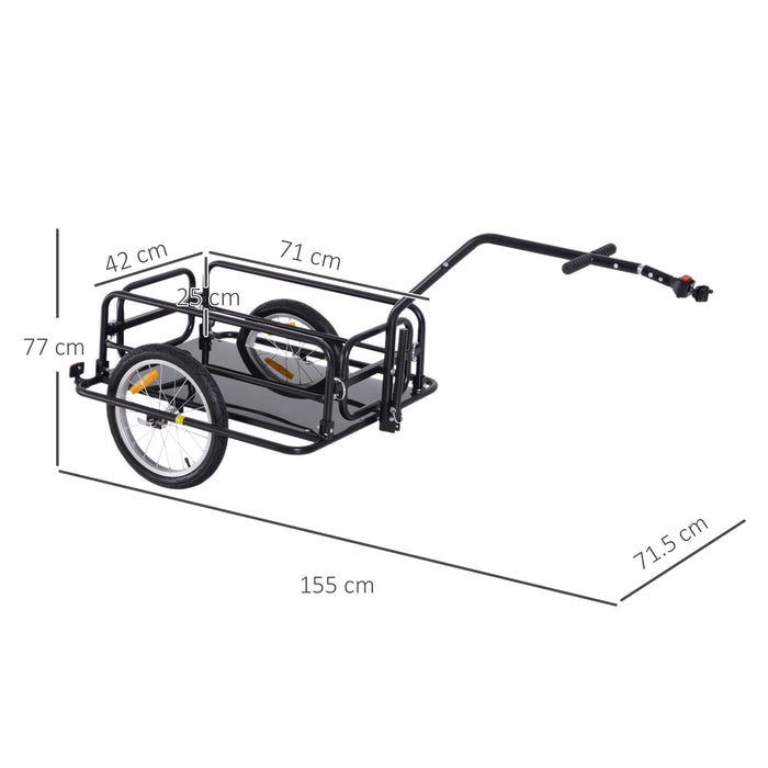 Bike Cargo Trailer Bicycle Cargo Storage Cart w/ Hitch Cycling Camping Luggage Storage Carrier Transport Steel Black