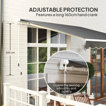 2.95 x 2.5m Canopy Sun Shade Shelter with Crank Handle, Dark Grey