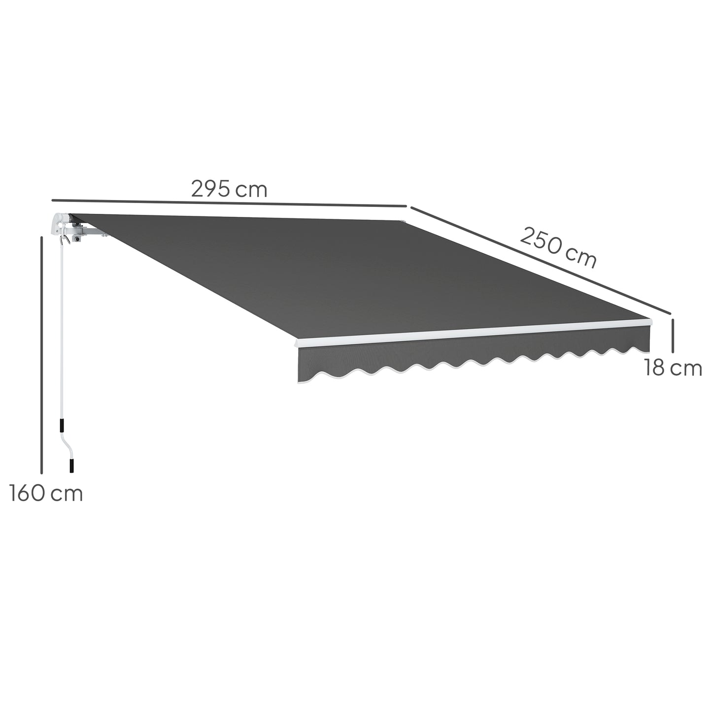 2.95 x 2.5m Canopy Sun Shade Shelter with Crank Handle, Dark Grey