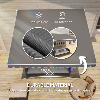 2.95 x 2.5m Canopy Sun Shade Shelter with Crank Handle, Dark Grey