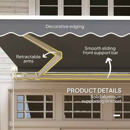 2.95 x 2.5m Canopy Sun Shade Shelter with Crank Handle, Dark Grey