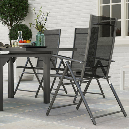7 Piece Outdoor Dining Set w/ Extendable Table and 6 Folding Chairs