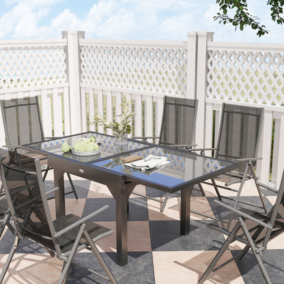 7 Piece Outdoor Dining Set w/ Extendable Table and 6 Folding Chairs
