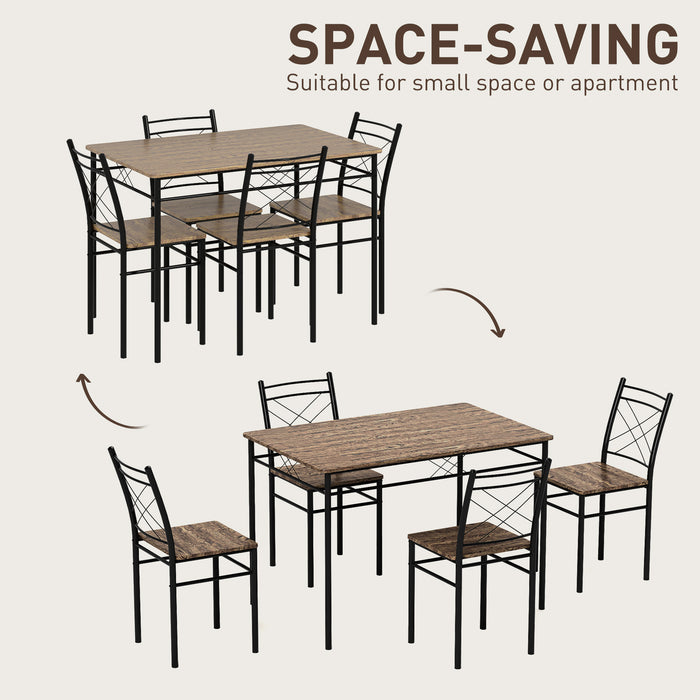 5 Piece Dining Table and Chairs Set, Space Saving, Oak