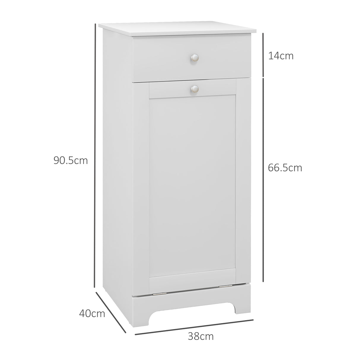 Bathroom Cabinet with Folding Laundry Hamper and Drawer, White