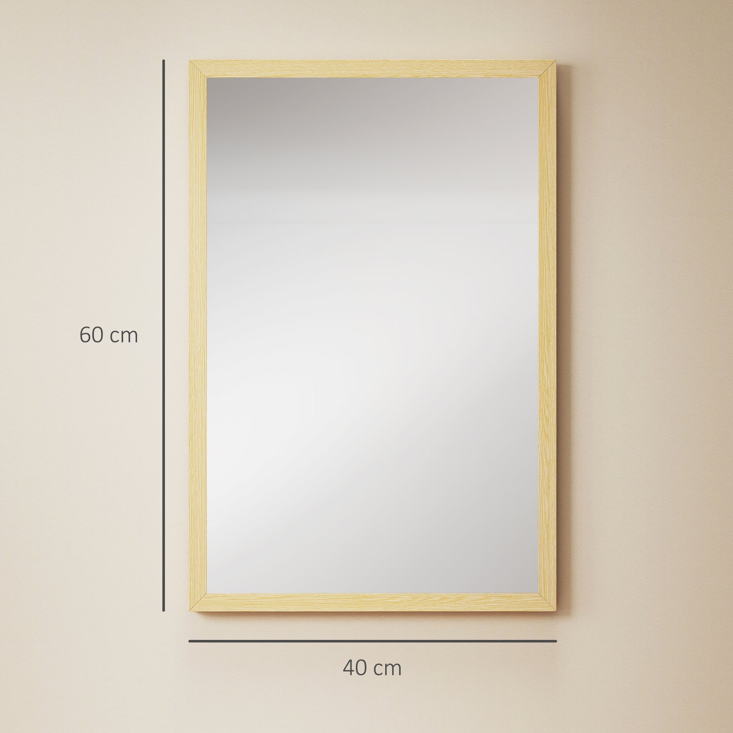 60x40cm Wall Bathroom Mirror for Home Decor, Vanity Mirror, Natural