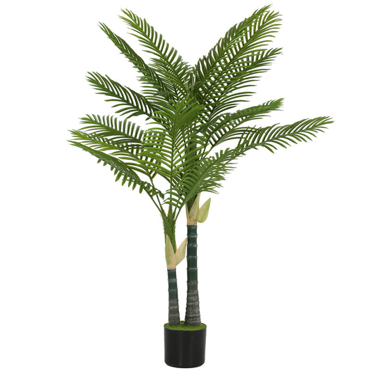 150cm Artificial Palm Tree with 16 PEVA Leaves in Pot, Decorative Artificial Plant with UV-resistant and Moss Effect, Fake Plant for Home Office Decor, Green