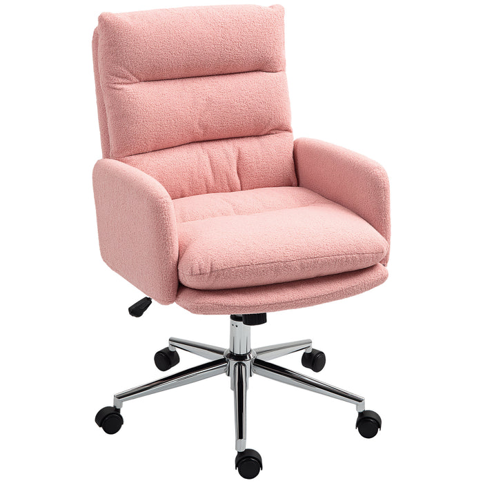 Upholstered Desk Chair with Height Adjustable, Pink