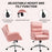 Upholstered Desk Chair with Height Adjustable, Pink