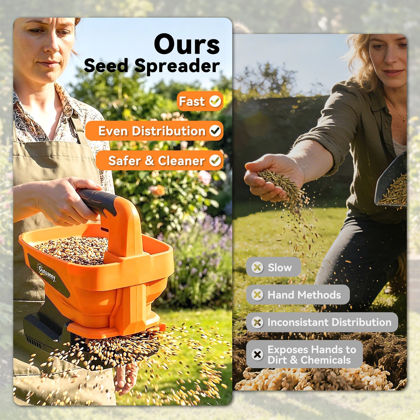 Cordless Spreader, 3.3L Handheld Seed Spreader