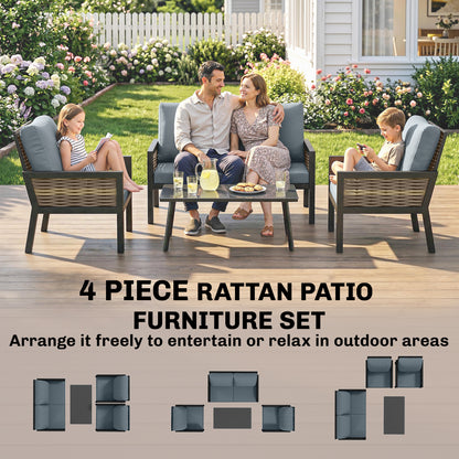 Rattan Garden Furniture Set, Outdoor Furniture Conversation Set