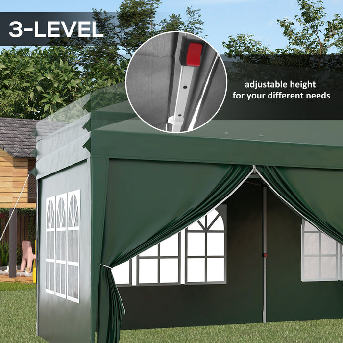 3 x 6m Garden Pop Up Gazebo, Wedding Party Tent Marquee, Water Resistant Awning Canopy With Sidewalls, Windows, Drainage Holes