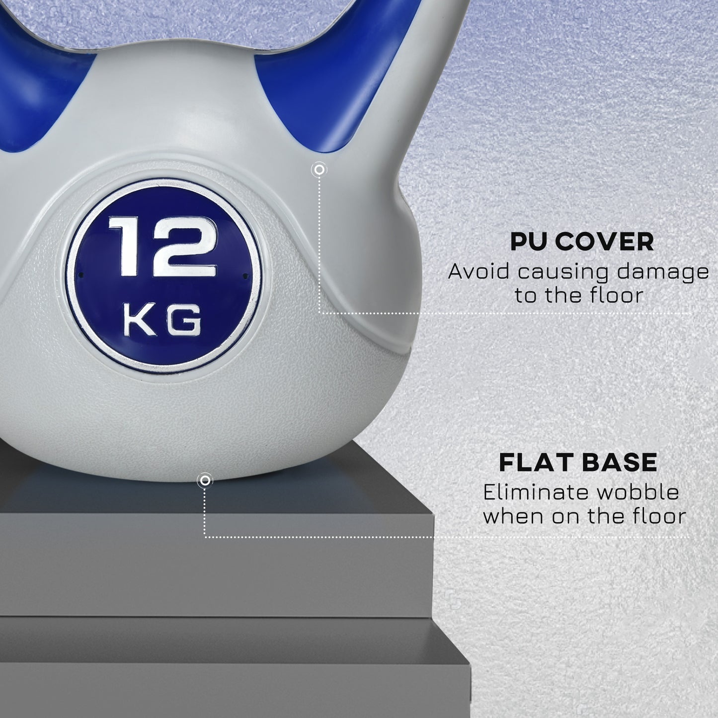 12kg Kettle Bell with Handle for Home Gym, Dark Blue and Grey