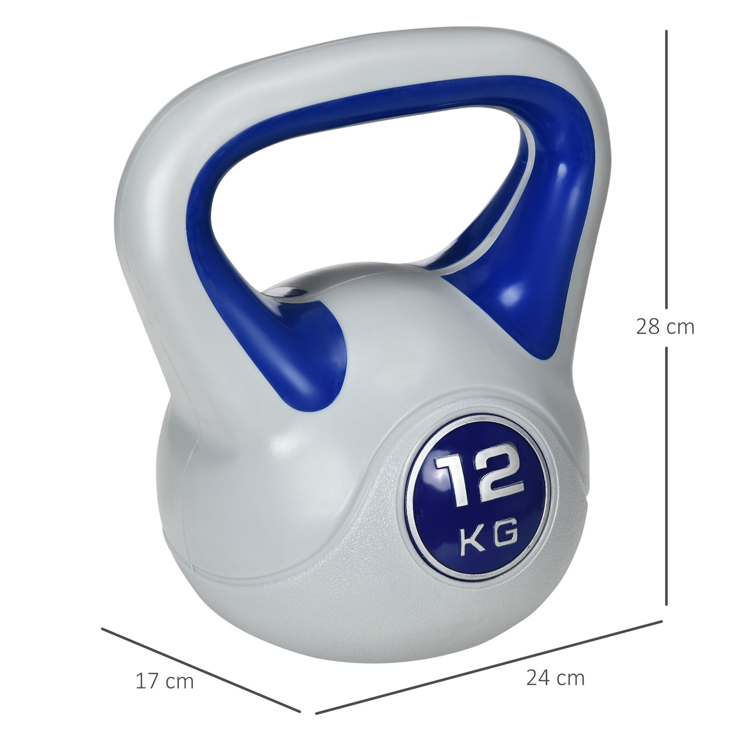 12kg Kettle Bell with Handle for Home Gym, Dark Blue and Grey