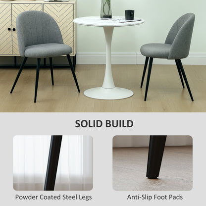 Set of 2 Dining Chairs with Shell Backrest and Padded Seat Grey