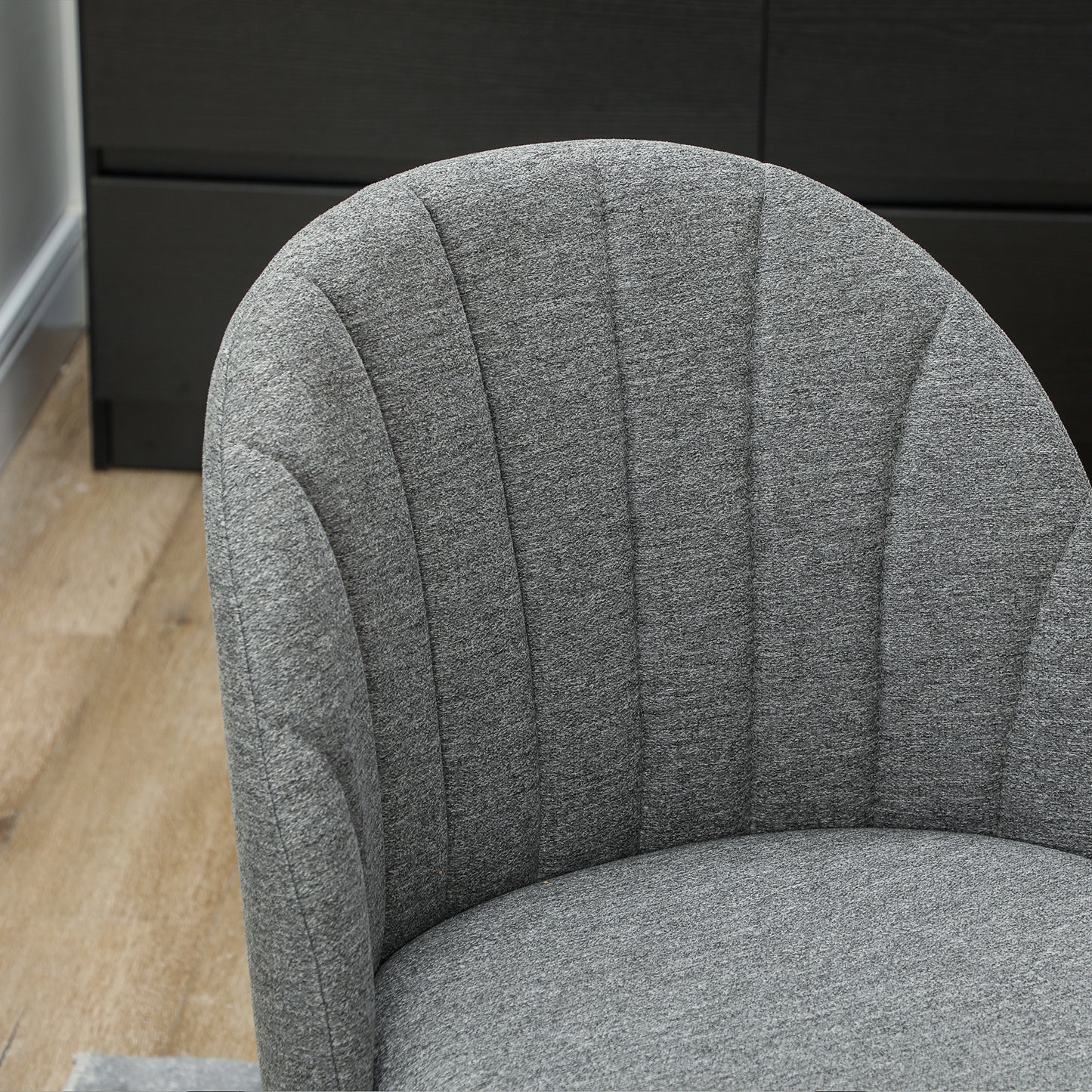 Set of 2 Dining Chairs with Shell Backrest and Padded Seat Grey