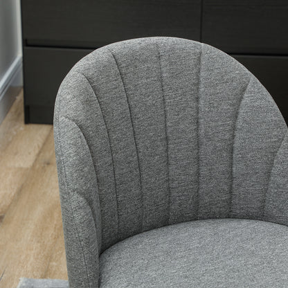 Set of 2 Dining Chairs with Shell Backrest and Padded Seat Grey