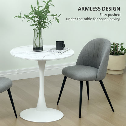 Set of 2 Dining Chairs with Shell Backrest and Padded Seat Grey