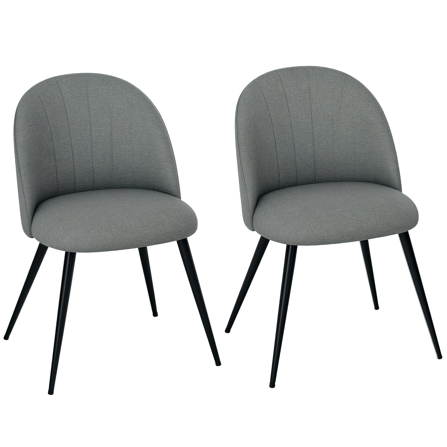 Set of 2 Dining Chairs with Shell Backrest and Padded Seat Grey