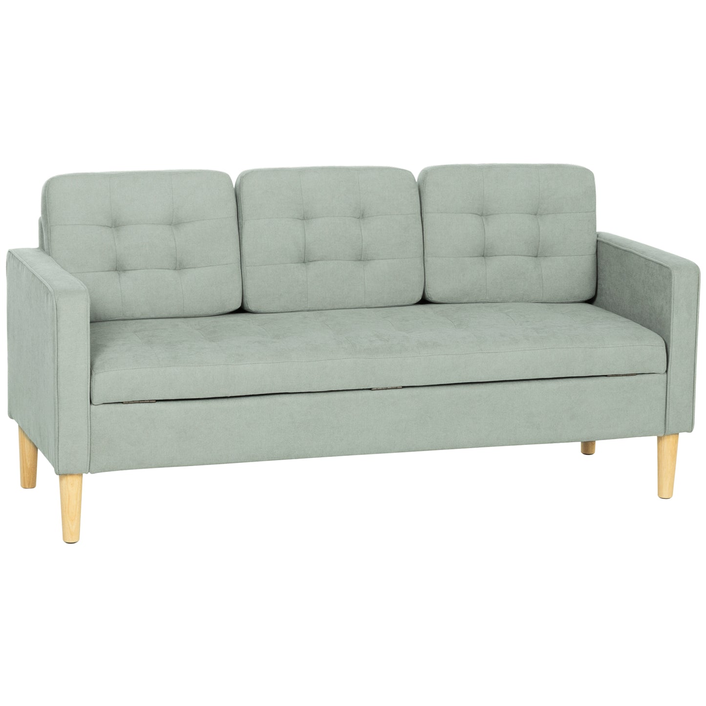 Modern 3 Seater Sofa with Hidden Storage and Rubber Wood Legs