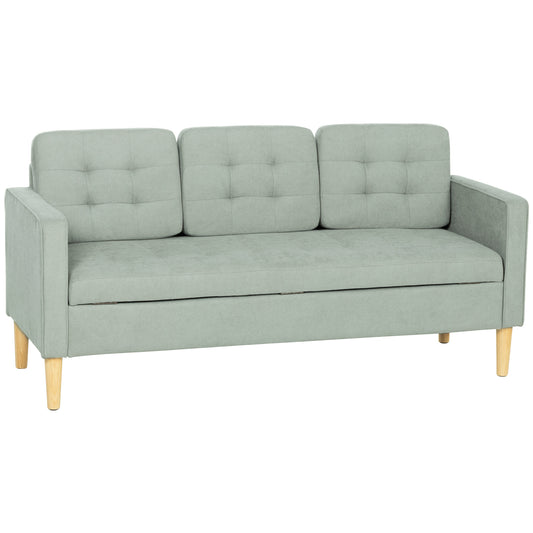 Modern 3 Seater Sofa with Hidden Storage and Rubber Wood Legs