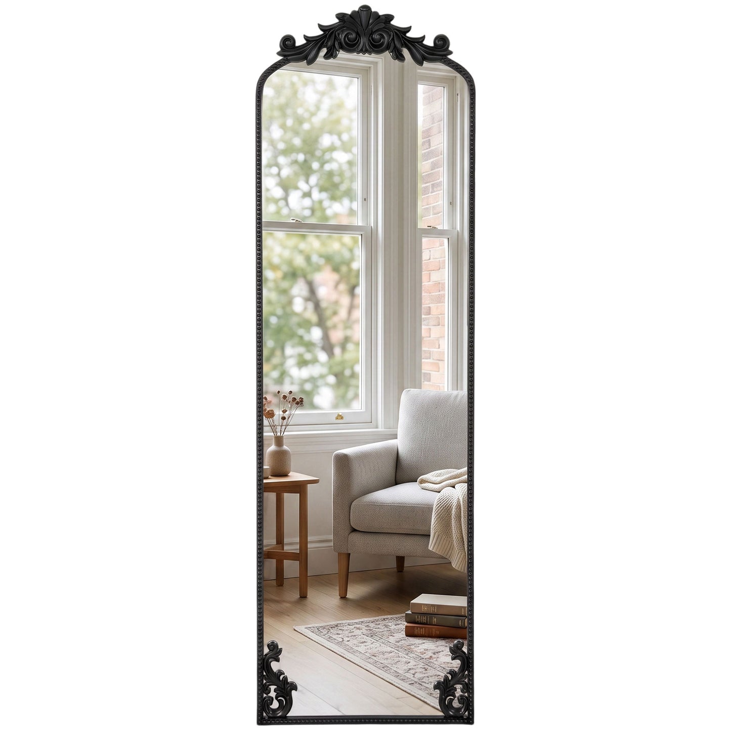 50 x 160 cm Floor Mirror with Metal Frame, Black