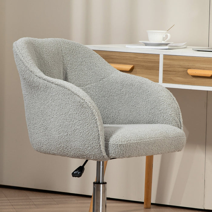 Fluffy Vanity Chair for Desk, with Height Adjustable, Wheels, Grey