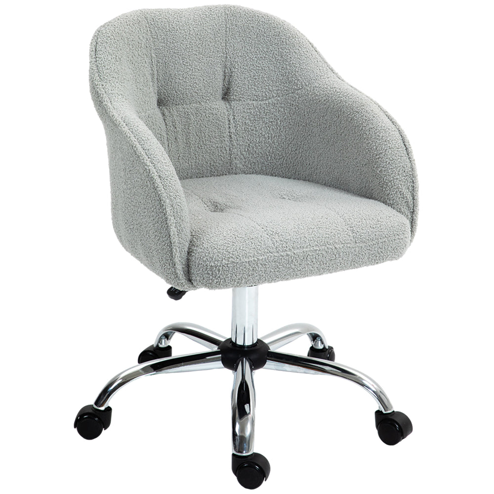 Fluffy Vanity Chair for Desk, with Height Adjustable, Wheels, Grey