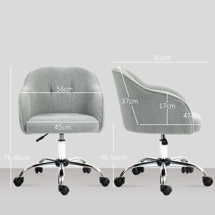 Fluffy Vanity Chair for Desk, with Height Adjustable, Wheels, Grey