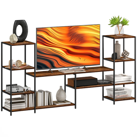TV Unit for TVs up to 55 Inches, Industrial TV Stand with Shelves