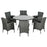 7 Pieces PE Rattan Dining Set w/ Cushions, Garden Furniture Set w/ Six Armchairs, Patio Conservatory w/ Tempered Glass Tabletop