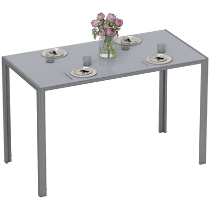 Modern Rectangular 4 Seater Dining Table with Tempered Glass Top